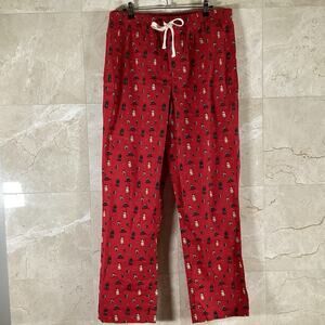 Vineyard Vines Mens Pajama Pants, Medium, Red Cotton, Cozy Lounge Christmas Dogs
